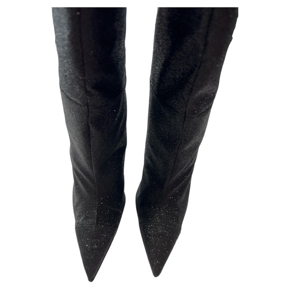 GOOD AMERICAN NWT BLACK GLITTER SLOUCH OVER THE KNEE BOOT SZ 5 - Picture 4 of 10